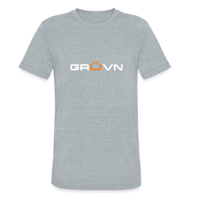 Load image into Gallery viewer, GRÜVN Unisex Tri-Blend T-Shirt - White &amp; Orange - heather grey
