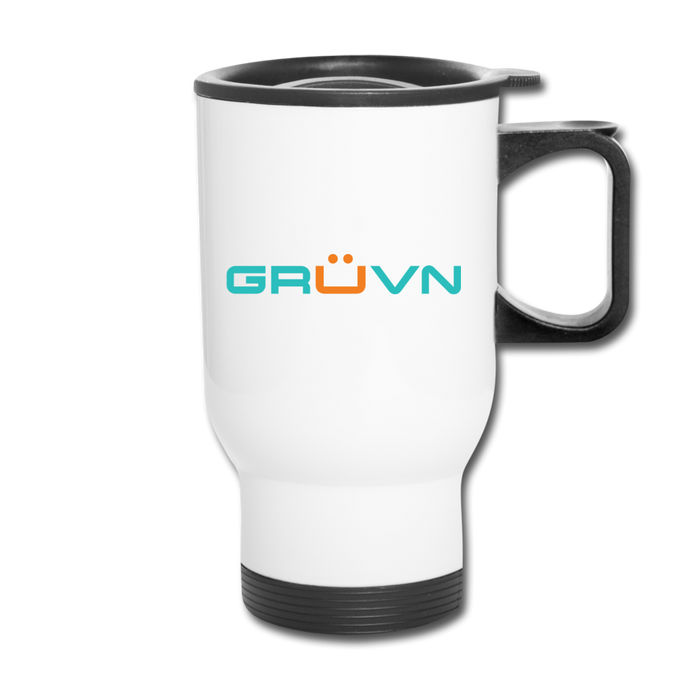 GRÜVN Travel Mug - Blue & Orange - white