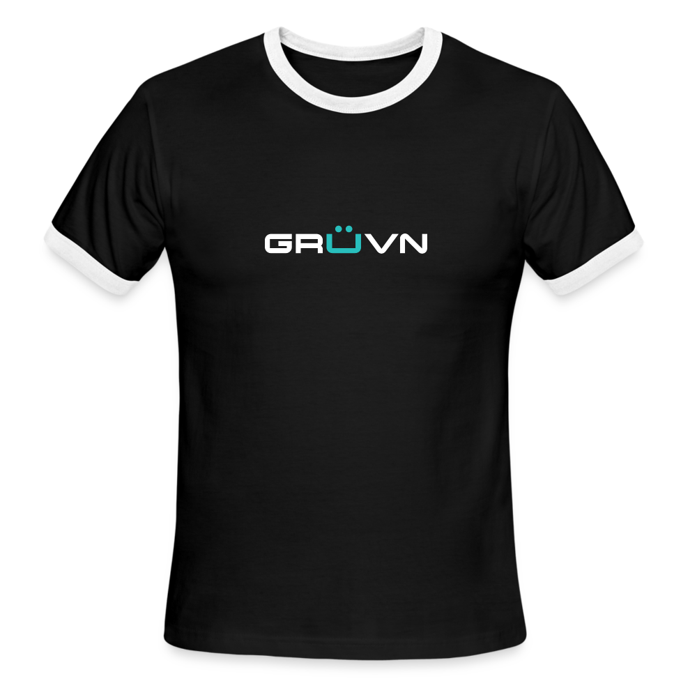GRÜVN Men's Ringer T-Shirt - White & Blue - black/white