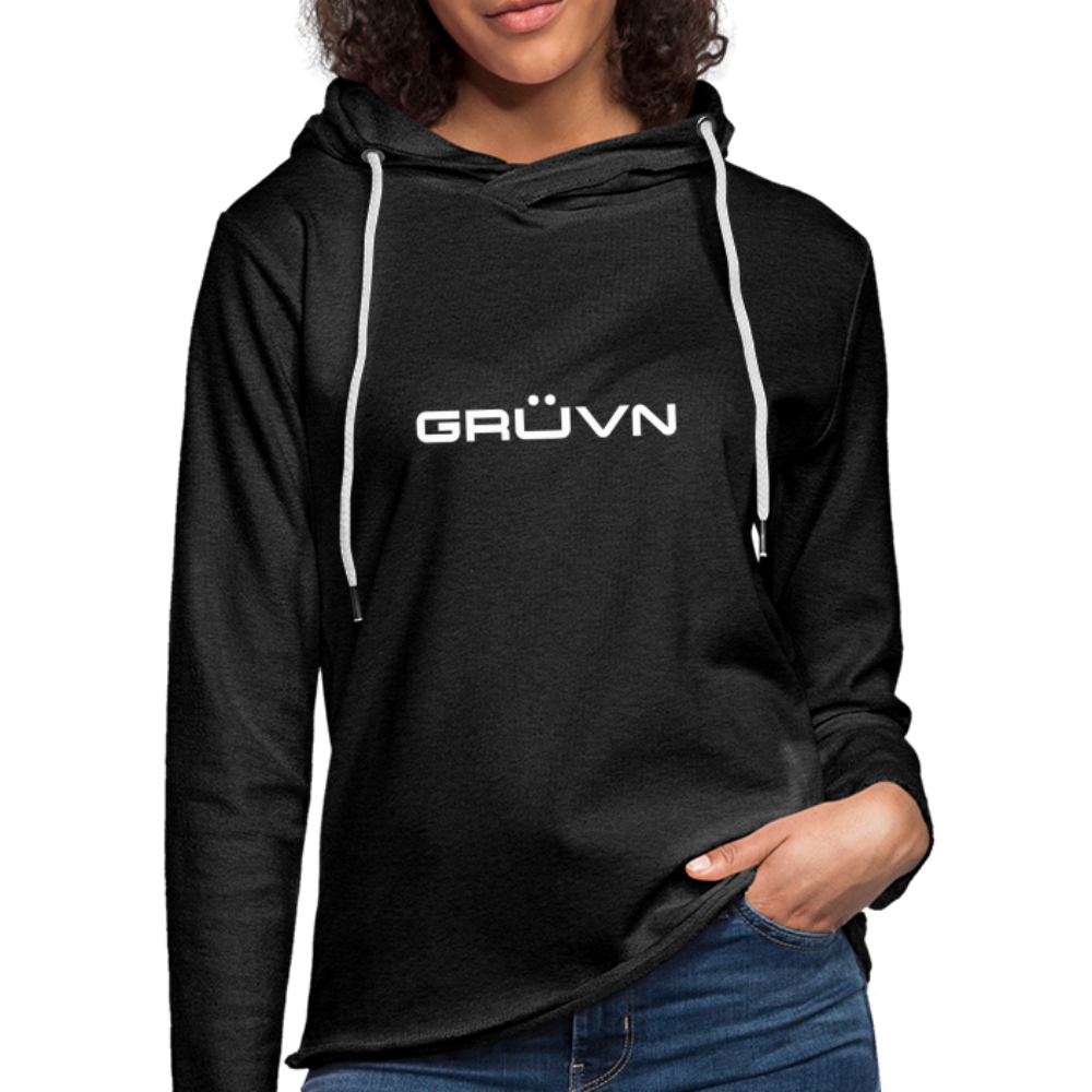 GRÜVN Unisex Lightweight Terry Hoodie - White - charcoal gray