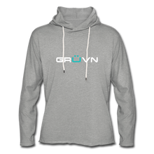 Load image into Gallery viewer, GRÜVN Unisex Lightweight Terry Hoodie - White &amp; Blue - heather gray
