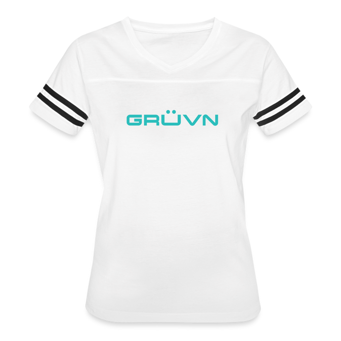 GRÜVN Women’s Vintage Sport T-Shirt - Blue (7 Colors) - white/black