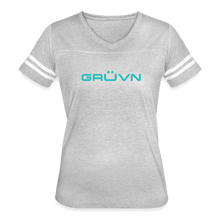 Load image into Gallery viewer, GRÜVN Women’s Vintage Sport T-Shirt - Blue (7 Colors) - heather gray/white
