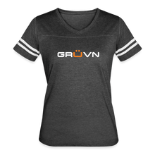 Load image into Gallery viewer, GRUVN Women’s Vintage Sport T-Shirt - White &amp; Orange (6 Colors) - vintage smoke/white
