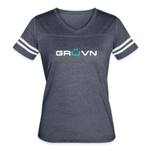 Load image into Gallery viewer, GRÜVN Women’s Vintage Sport T-Shirt - White &amp; Blue (7 Colors) - vintage navy/white
