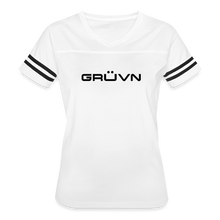 Load image into Gallery viewer, GRÜVN Women’s Vintage Sport T-Shirt - Black (7 Colors) - white/black
