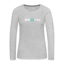 Load image into Gallery viewer, GRÜVN Women&#39;s Premium Long Sleeve Shirt - White &amp; Blue (5 Colors) - heather gray
