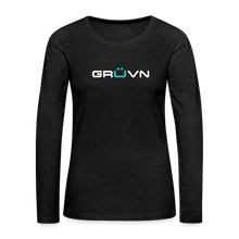 Load image into Gallery viewer, GRÜVN Women&#39;s Premium Long Sleeve Shirt - White &amp; Blue (5 Colors) - charcoal grey
