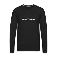 Load image into Gallery viewer, GRÜVN Men&#39;s Premium Long Sleeve T-Shirt - White &amp; Blue (4 Colors) - black
