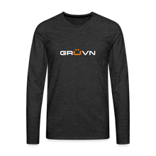 Load image into Gallery viewer, GRÜVN Men&#39;s Premium Long Sleeve T-Shirt - White &amp; Orange (4 Colors) - charcoal grey
