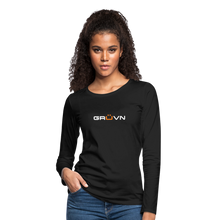 Load image into Gallery viewer, GRÜVN Women&#39;s Premium Long Sleeve Shirt - White &amp; Orange (5 Colors) - black
