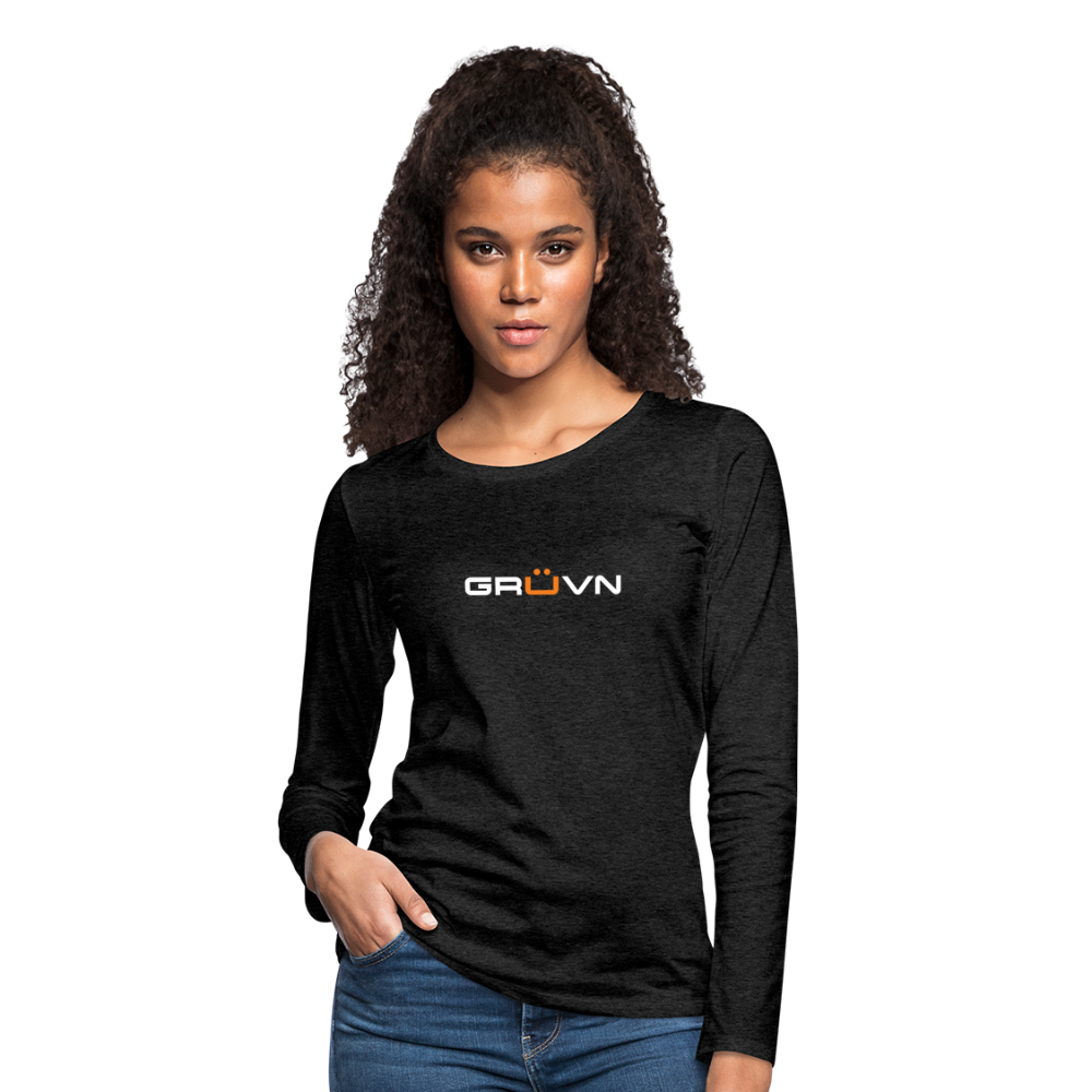 GRÜVN Women's Premium Long Sleeve Shirt - White & Orange (5 Colors) - charcoal grey