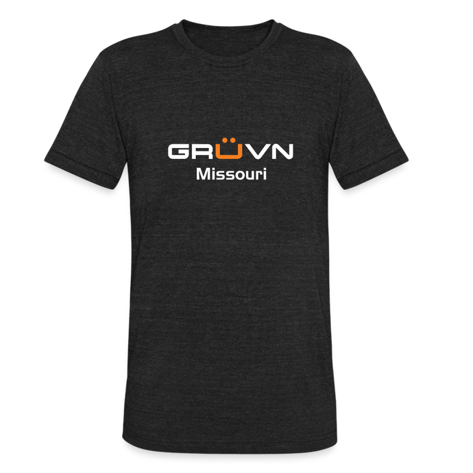 GRÜVN Missouri Unisex Tri-Blend T-Shirt - White & Orange Logo (4 Colors) - heather black