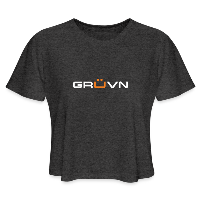 GRÜVN Women's Cropped T-Shirt (BUTLER on back) - deep heather