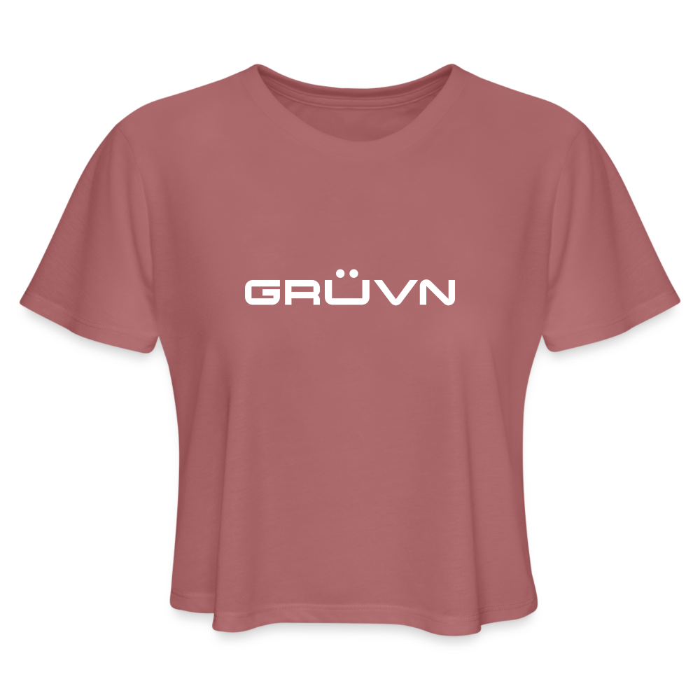 GRÜVN Women's Cropped T-Shirt (Suarez on back) - 3 Colors - mauve
