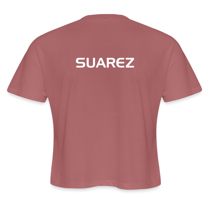 GRÜVN Women's Cropped T-Shirt (Suarez on back) - 3 Colors - mauve