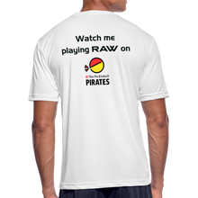 Load image into Gallery viewer, GRÜVN Men’s Moisture Wicking Performance T-Shirt - Pickleball Pirates On Back - white
