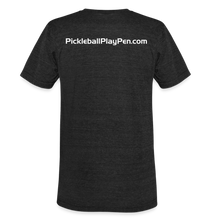 Load image into Gallery viewer, GRÜVN Unisex Tri-Blend T-Shirt - PickleballPlayPen.com On Back  (4 Colors - heather black
