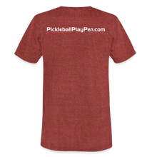 Load image into Gallery viewer, GRÜVN Unisex Tri-Blend T-Shirt - PickleballPlayPen.com On Back  (4 Colors - heather cranberry
