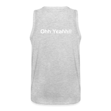 Load image into Gallery viewer, GRÜVN Men’s Premium Tank white logo with &#39;Ohh Yeahh!!&#39; on back (6 Colors) - heather gray
