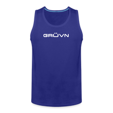 Load image into Gallery viewer, GRÜVN Men’s Premium Tank white logo with &#39;Ohh Yeahh!!&#39; on back (6 Colors) - royal blue
