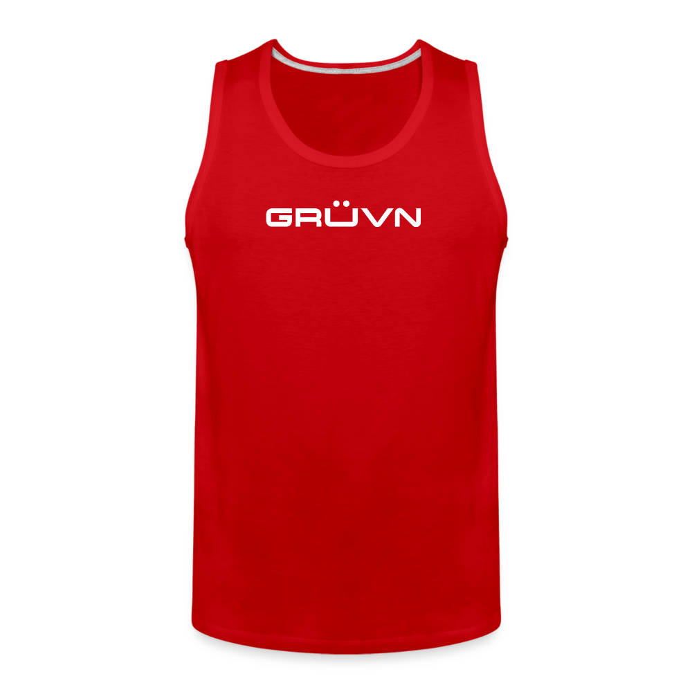 GRÜVN Men’s Premium Tank white logo with 'Ohh Yeahh!!' on back (6 Colors) - red