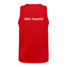 Load image into Gallery viewer, GRÜVN Men’s Premium Tank white logo with &#39;Ohh Yeahh!!&#39; on back (6 Colors) - red
