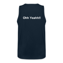 Load image into Gallery viewer, GRÜVN Men’s Premium Tank white logo with &#39;Ohh Yeahh!!&#39; on back (6 Colors) - deep navy
