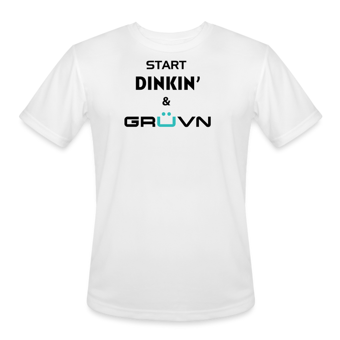 GRÜVN  Men’s Moisture Wicking Performance T-Shirt - Start Dinkin' & GRUVN - white