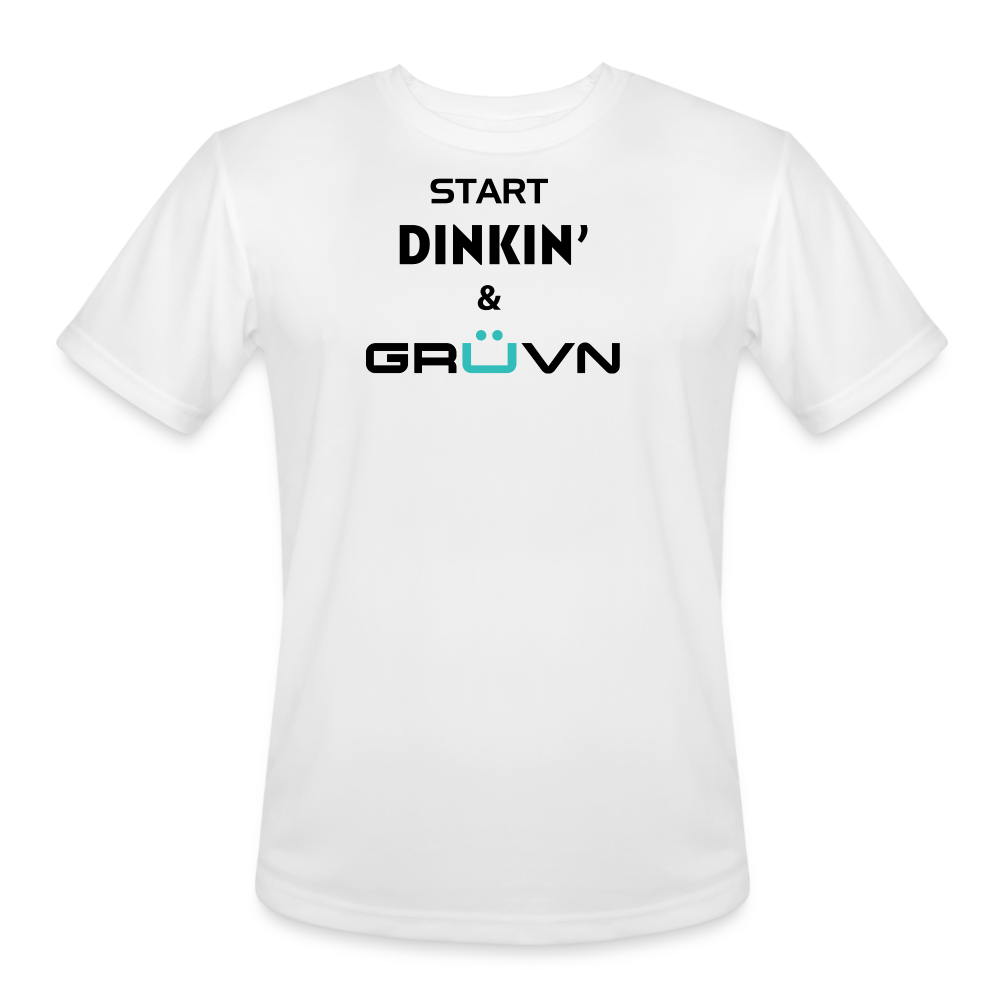 GRÜVN  Men’s Moisture Wicking Performance T-Shirt - Start Dinkin' & GRUVN - white