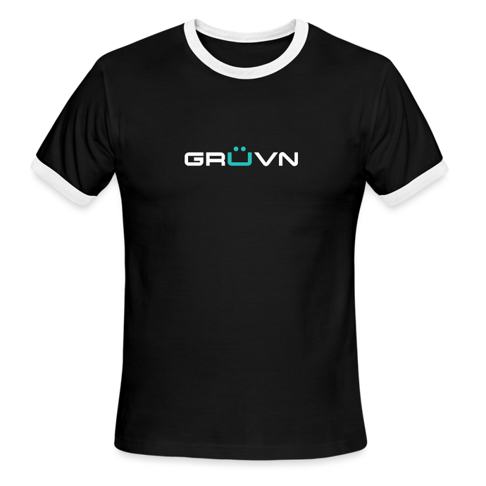 GRÜVN Men's Ringer T-Shirt - Coach Matty - black/white