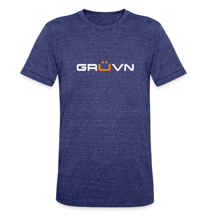 GRÜVN Unisex Tri-Blend T-Shirt - Coach Matty on the back - heather indigo