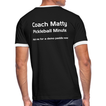 Load image into Gallery viewer, GRÜVN Men&#39;s Ringer T-Shirt - Coach Matty - The Villages, Florida - black/white
