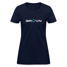 Load image into Gallery viewer, GRÜVN Women&#39;s T-Shirt - White &amp; Blue - navy
