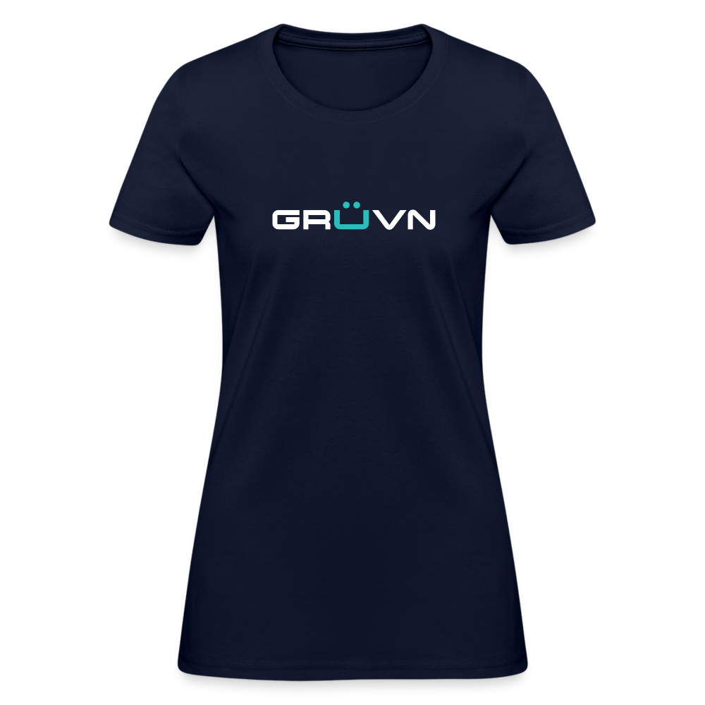 GRÜVN Women's T-Shirt - White & Blue - navy