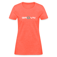 Load image into Gallery viewer, GRÜVN Women&#39;s T-Shirt - White &amp; Blue - heather coral
