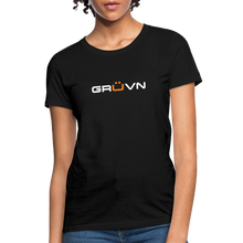 Load image into Gallery viewer, GRÜVN Women&#39;s T-Shirt - White &amp; Orange - black
