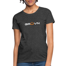 Load image into Gallery viewer, GRÜVN Women&#39;s T-Shirt - White &amp; Orange - heather black
