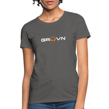 Load image into Gallery viewer, GRÜVN Women&#39;s T-Shirt - White &amp; Orange - charcoal
