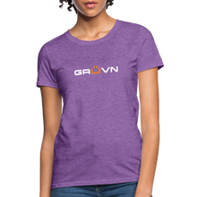 Load image into Gallery viewer, GRÜVN Women&#39;s T-Shirt - White &amp; Orange - purple heather
