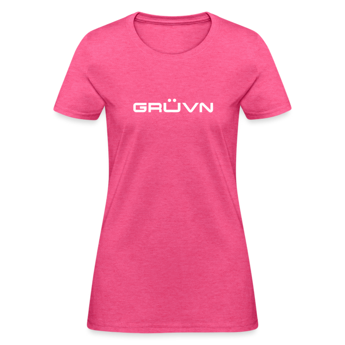 GRÜVN Women's T-Shirt - White Logo (11 Colors) - heather pink