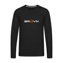 Load image into Gallery viewer, GRÜVN Men&#39;s Premium Long Sleeve T-Shirt - White &amp; Orange with Triad (4 Colors) - black

