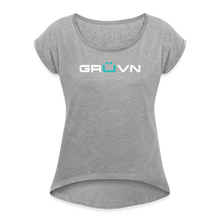 Load image into Gallery viewer, GRÜVN Women&#39;s Roll Cuff T-Shirt - Blue Logo (6 Colors) - heather gray
