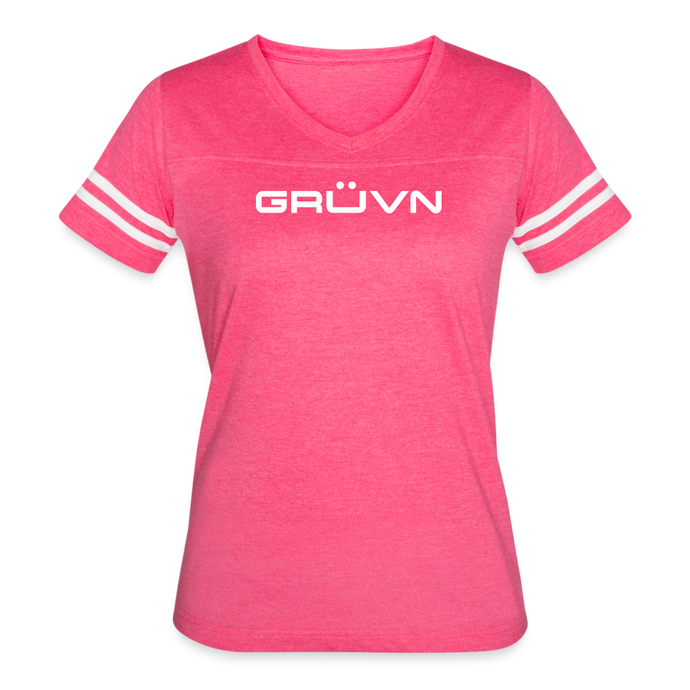 GRÜVN Women’s Vintage Sport T-Shirt - Michelle on back - vintage pink/white