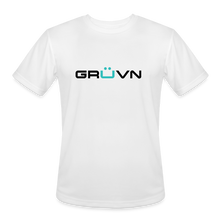 Load image into Gallery viewer, GRÜVN Men’s Moisture Wicking Performance T-Shirt - Black &amp; Blue Logo (4 Colors) - white

