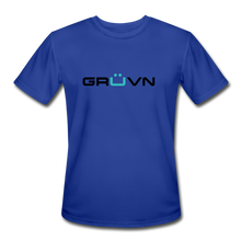 Load image into Gallery viewer, GRÜVN Men’s Moisture Wicking Performance T-Shirt - Black &amp; Blue Logo (4 Colors) - royal blue
