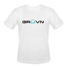 Load image into Gallery viewer, GRÜVN Men’s Moisture Wicking Performance T-Shirt - PositivelyPickleball on the Back (4 Colors) - white
