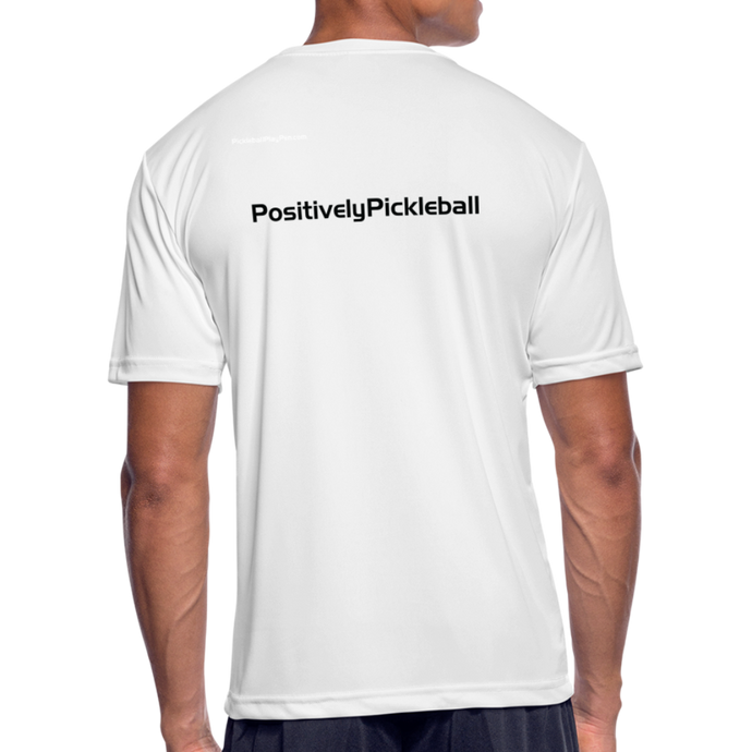 GRÜVN Men’s Moisture Wicking Performance T-Shirt - PositivelyPickleball on the Back (4 Colors) - white