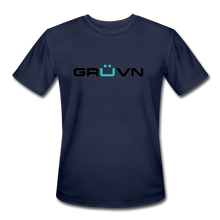 Load image into Gallery viewer, GRÜVN Men’s Moisture Wicking Performance T-Shirt - PositivelyPickleball on the Back (4 Colors) - navy

