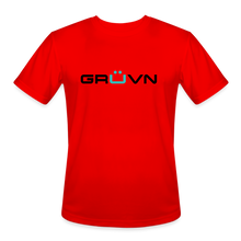 Load image into Gallery viewer, GRÜVN Men’s Moisture Wicking Performance T-Shirt - PositivelyPickleball on the Back (4 Colors) - red
